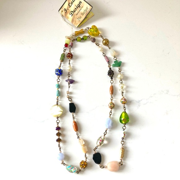 Multi Agates Dyed Fuchsia Sediment Necklace - Picture 1 of 5